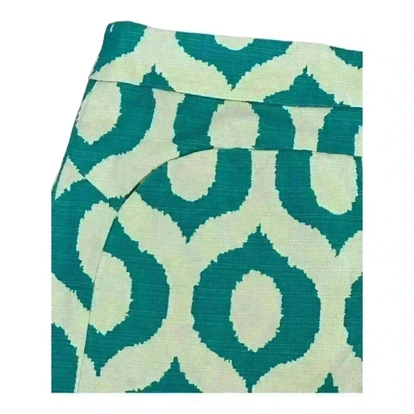 Anthropologie Cartonnier High Rise Turquoise and Cream Ikat Shorts Size 4 - Picture 4 of 8